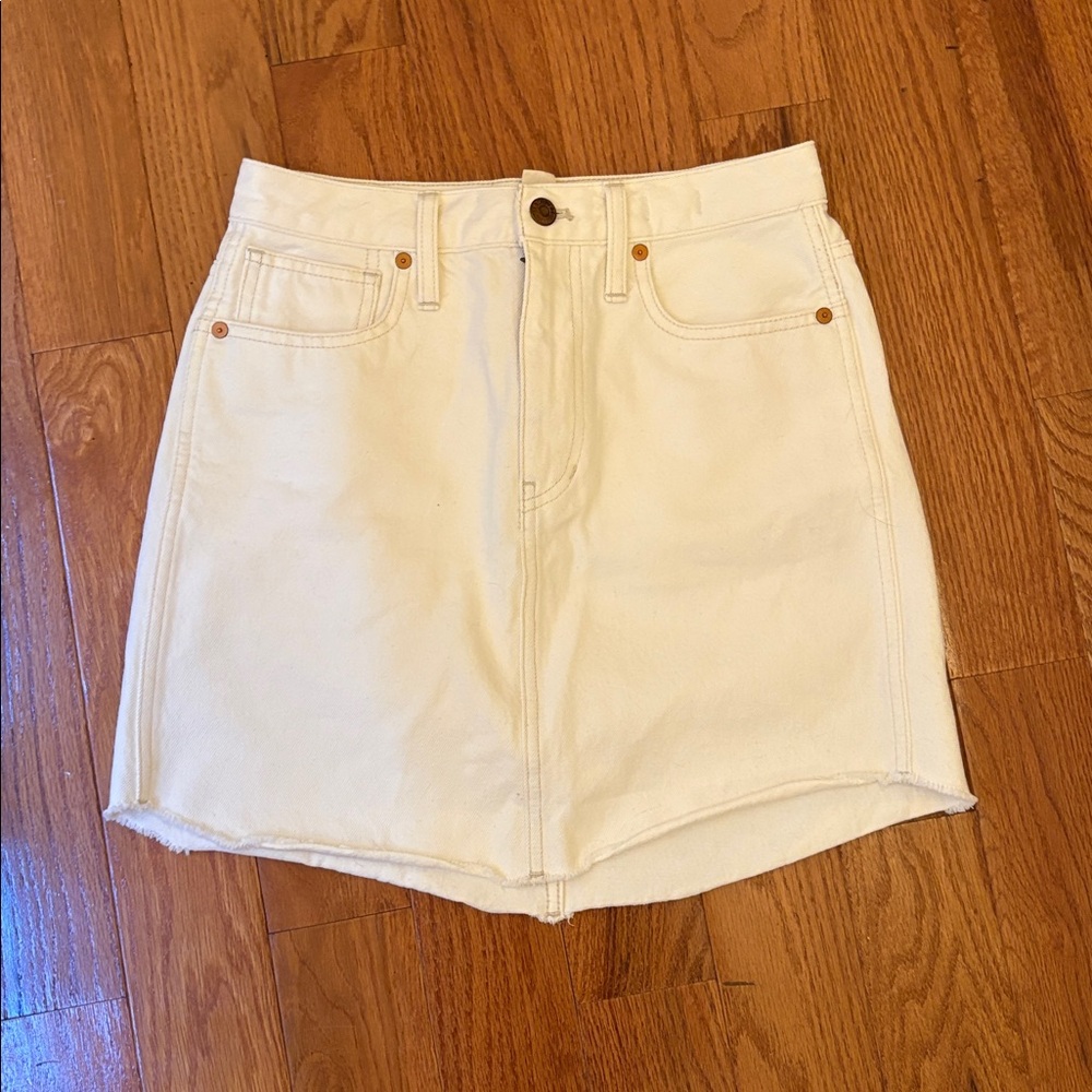 Madewell Rigid Denim A-Line, White Denim Skirt, Women’s 25